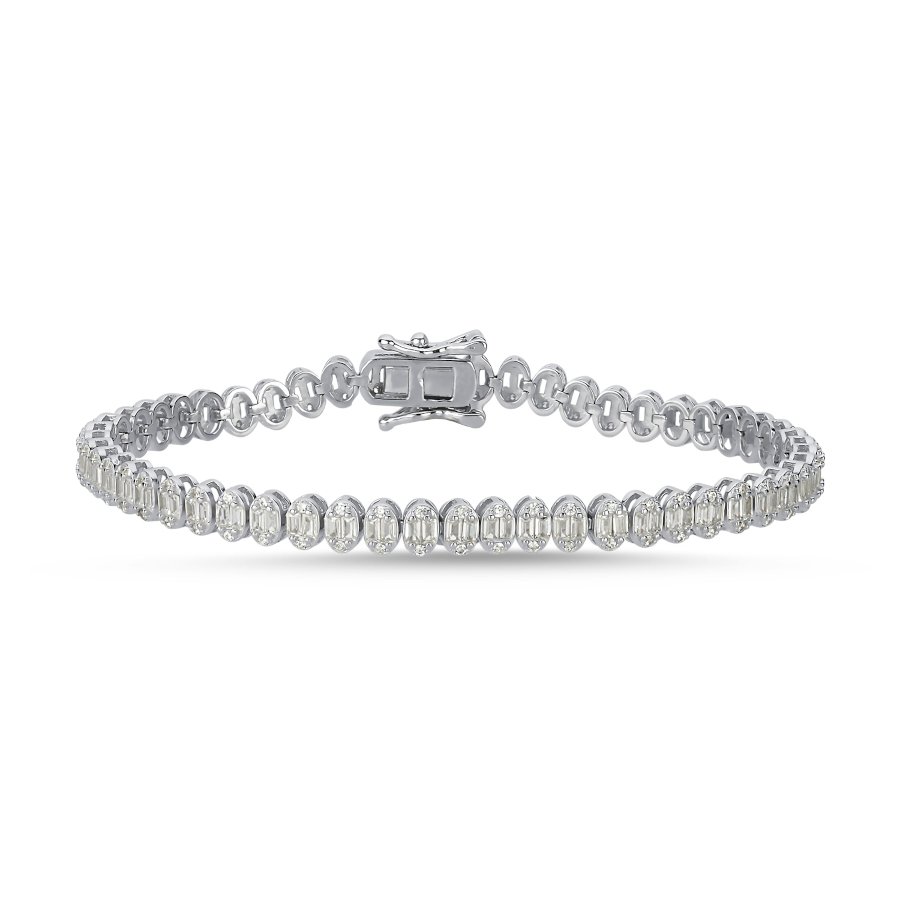 Gümüş Baget Taşlı Oval Su Yolu Bileklik - CNG Jewels (1)
