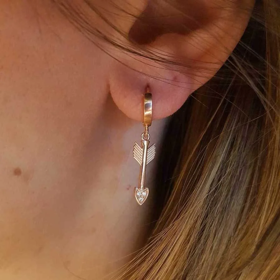 Hoop Dangle Arrow Silver Women's Earrings - 1