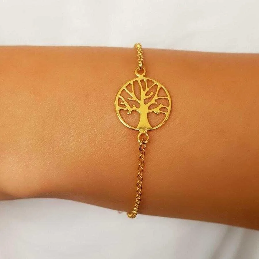 Hayat Ağacı Gold Kadın Gümüş Bileklik - 2