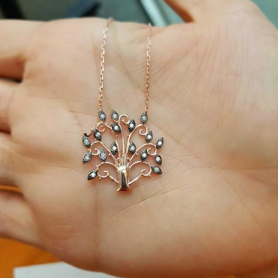 Hayat Ağacı Gümüş Kadın Kolye - 1