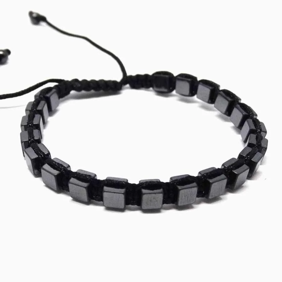 Hematit Taşlı Siyah Makrome Erkek Bileklik - 1