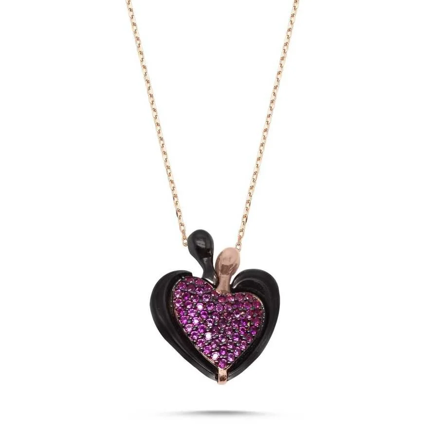 Intertwined Double Hearts Silver Women's Necklace - 1