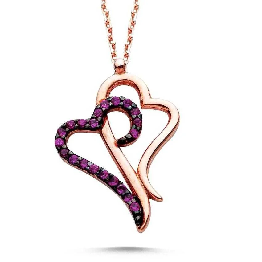Two Hearts Intertwined Silver Women's Necklace - 1