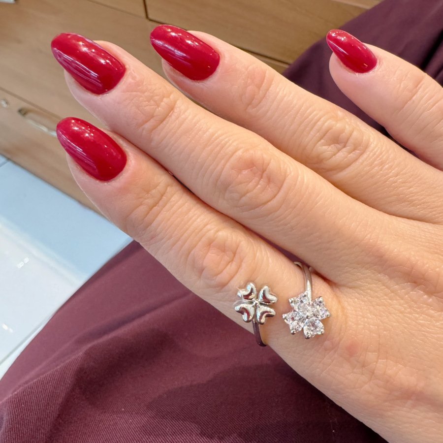 İkili Dört Yaprak Yonca Gümüş Kadın Yüzük - CNG Jewels (1)