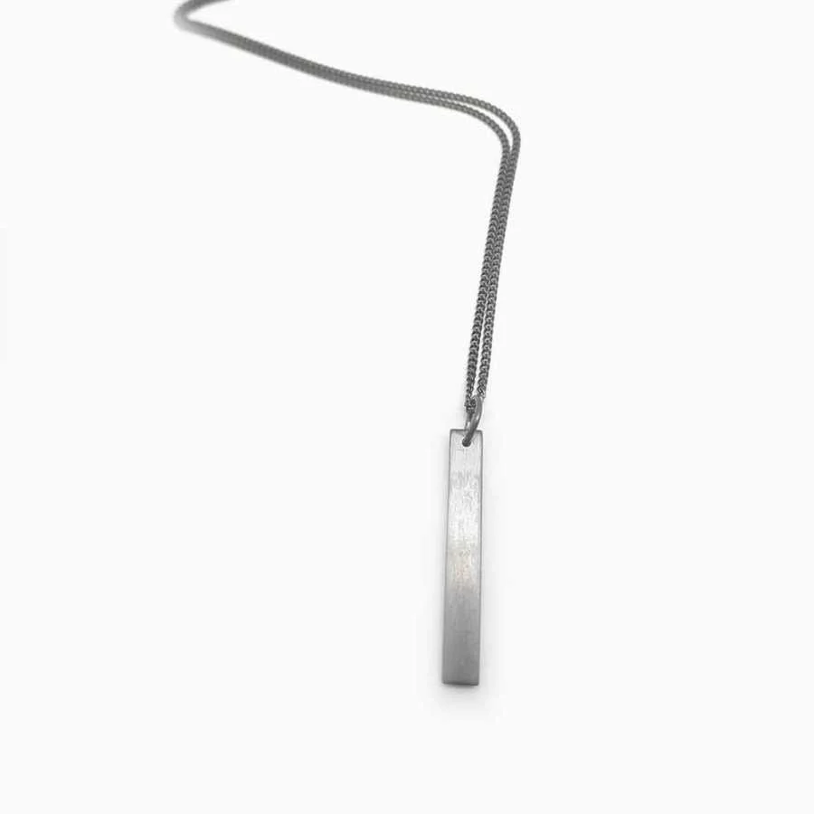 İkili İnce Plaka 925 Ayar Gümüş Erkek Kolye - 3