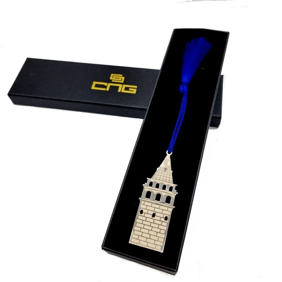 İstanbul Historical Place Galata Tower Handmade Silver Bookmark