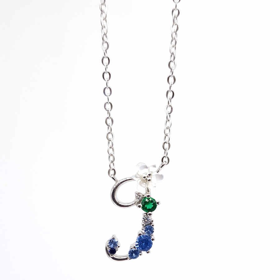 J Harfi Çiçekli Kadın Gümüş Kolye - CNG Jewels