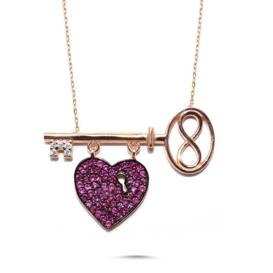 Kalbimin Anahtarı Gümüş Kadın Kolye - 1