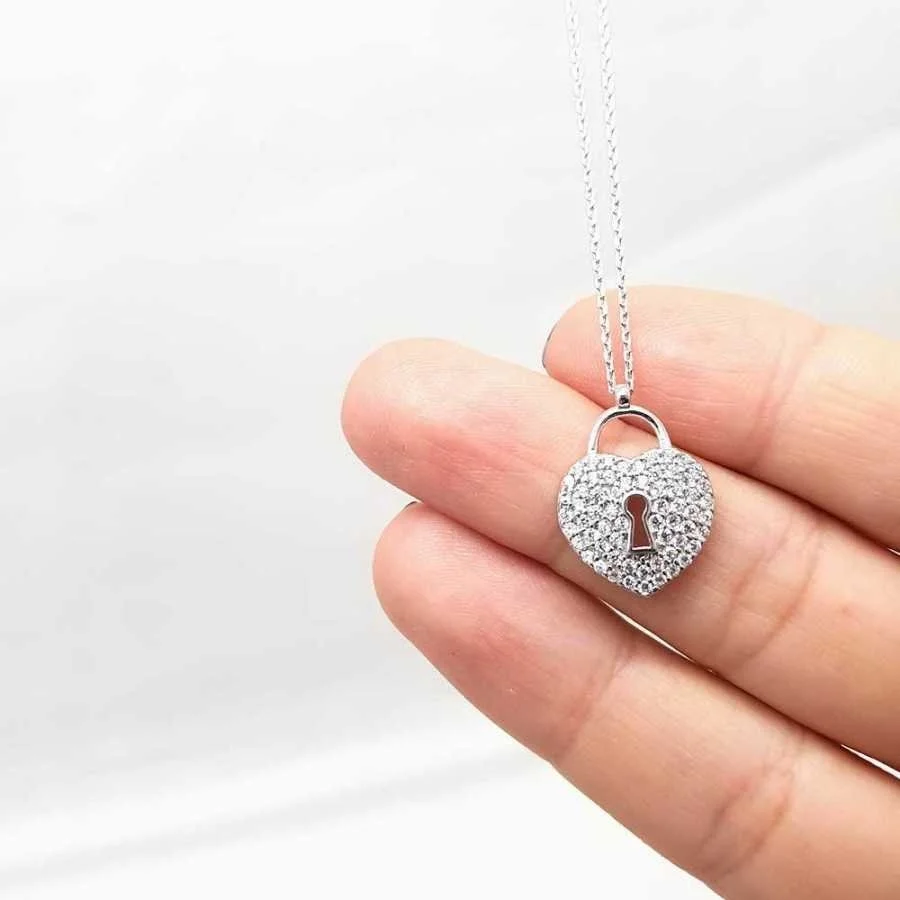 Kalbimin Kilidi Gümüş Kadın Kolye - 2