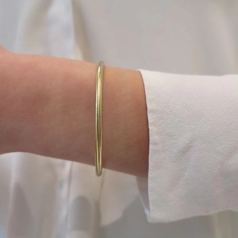 Kalın Silindir Yılan Zincir Gümüş Kadın Bileklik - 1