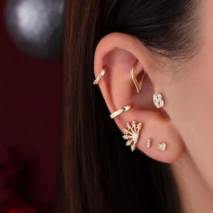 Kalp Altın Helix Piercing - 2
