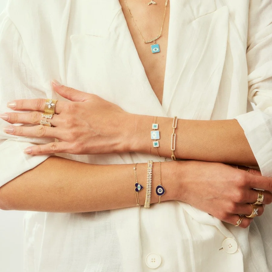 Kalp Lacivert Nazar Boncuğu Gümüş Bileklik - 2