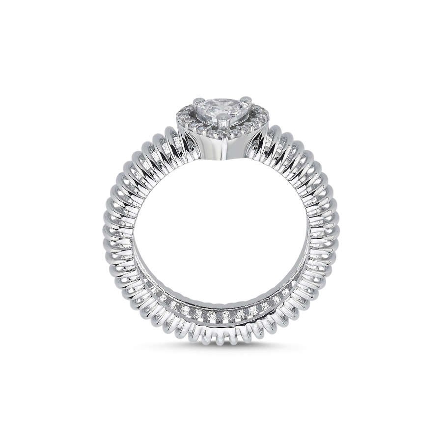 Kalp Tektaş Akordiyon Kadın Gümüş Yüzük - CNG Jewels (1)