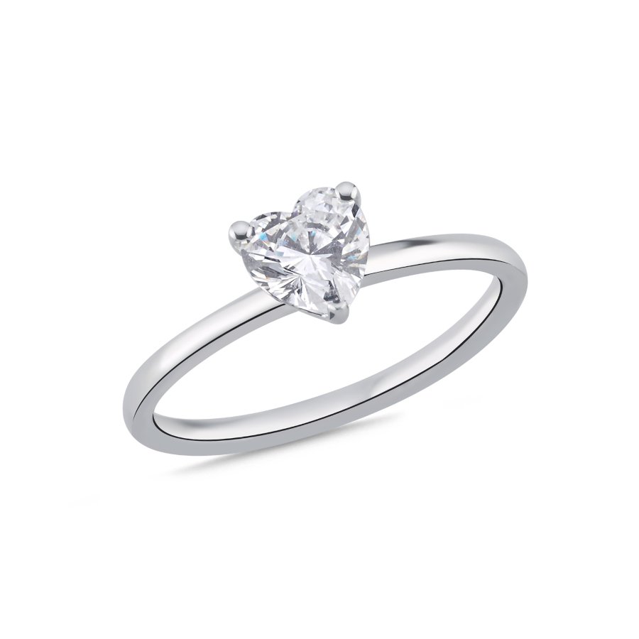 1 Karat Kalp Tektaş Gümüş Yüzük - CNG Jewels
