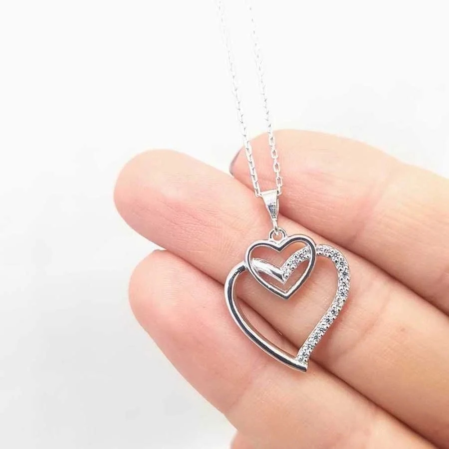 Kalplerimiz Gümüş Kadın Kolye - 2