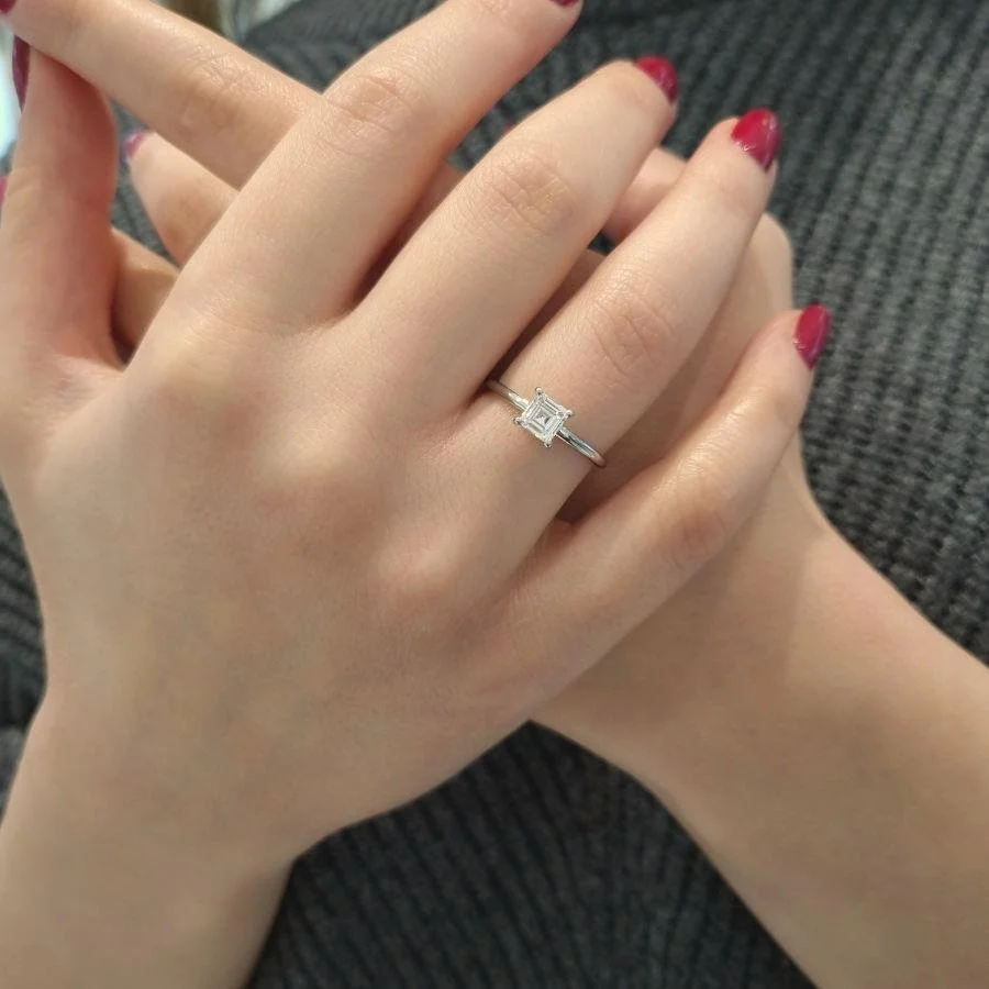 Kare Zümrüt Kesim Tektaş Gümüş Kadın Yüzük - 2