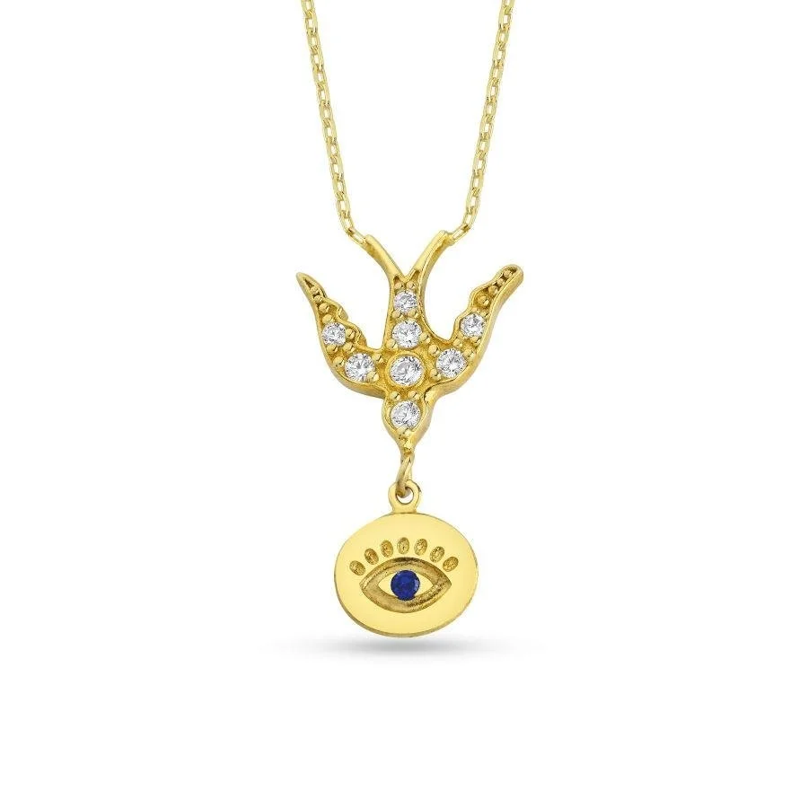 Swallow Eye with Eyelashes Women's Silver Necklace - 1