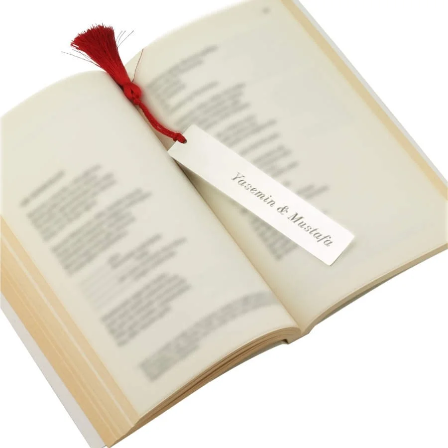 Kişiye Özel İsimli Plaka Gümüş Kaplama Kitap Ayracı - 1