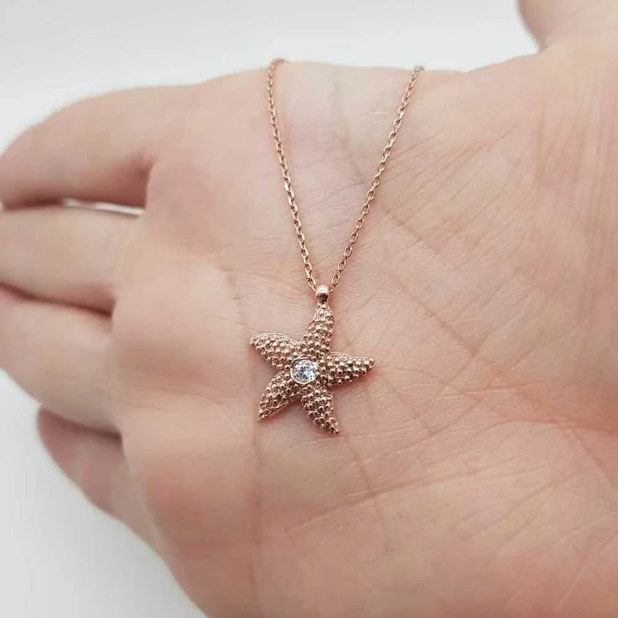 Küçük Deniz Yıldızı Gümüş Kadın Kolye - 2