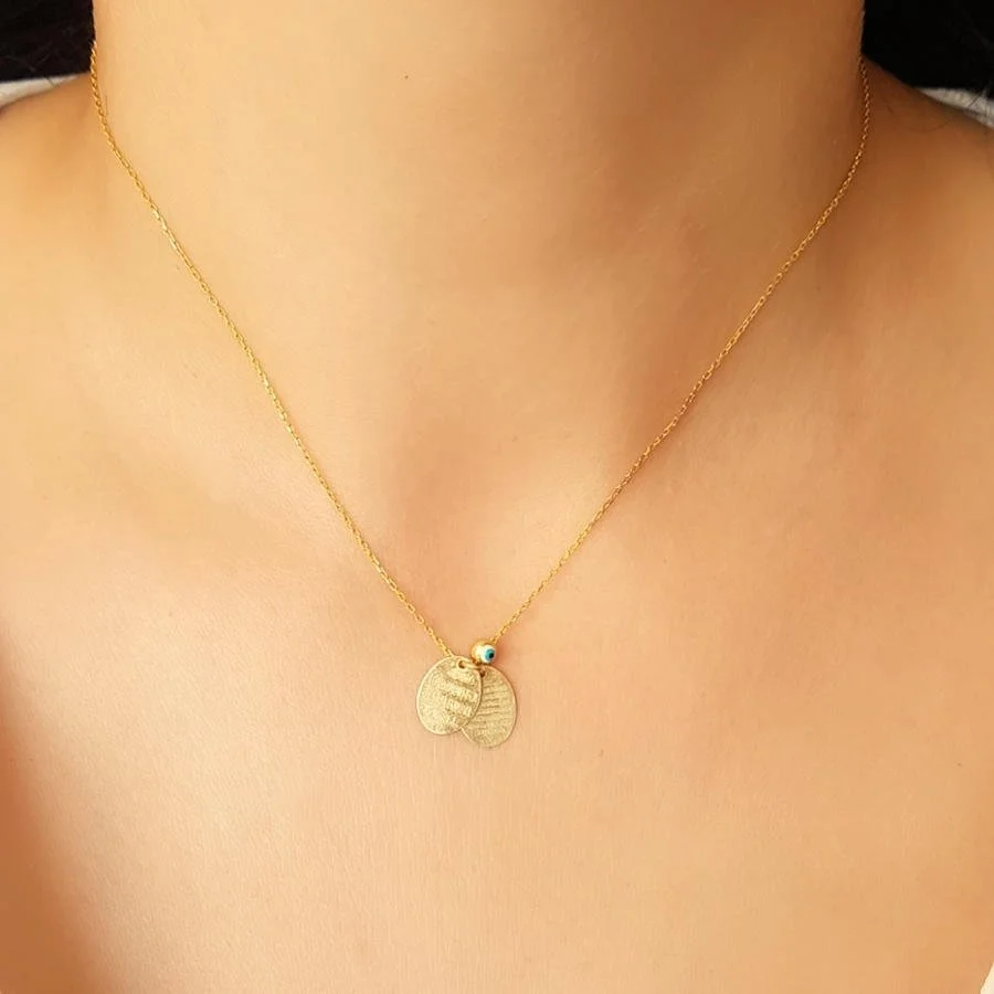 Küçük İkili Oval Ayetel Kürsi ve Nazar Duası Gold Gümüş Kadın Kolye - 3