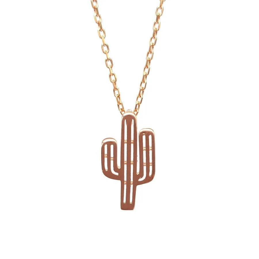 Small Cactus Rose Silver Women's Necklace - 1