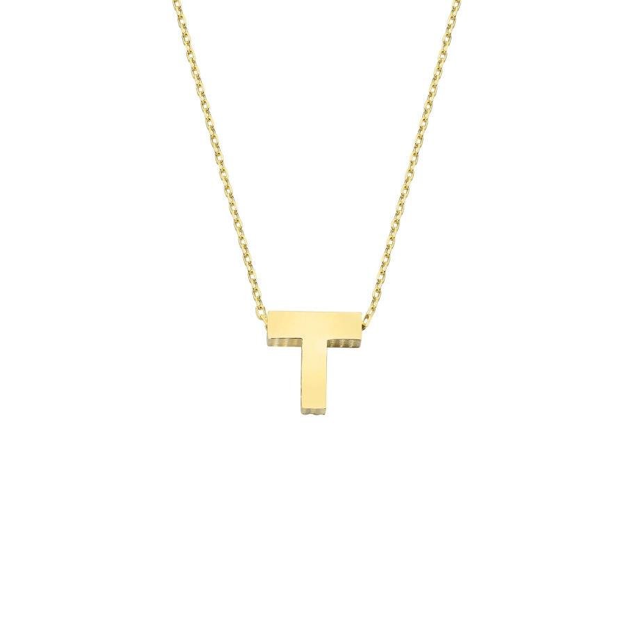 Small Letter T 14 Carat Gold Necklace - CNG Jewels