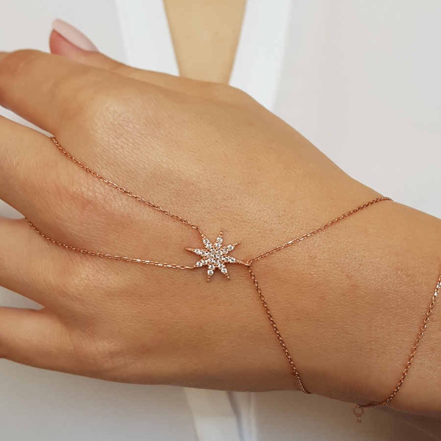 Kutup - Kuzey Yıldızı Rosegold Gümüş Şahmeran Bileklik - CNG Jewels