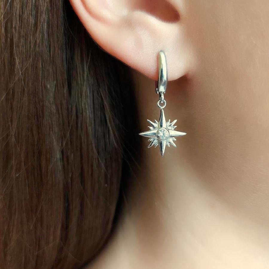 North Star Silver Women's Earrings - CNG Jewels