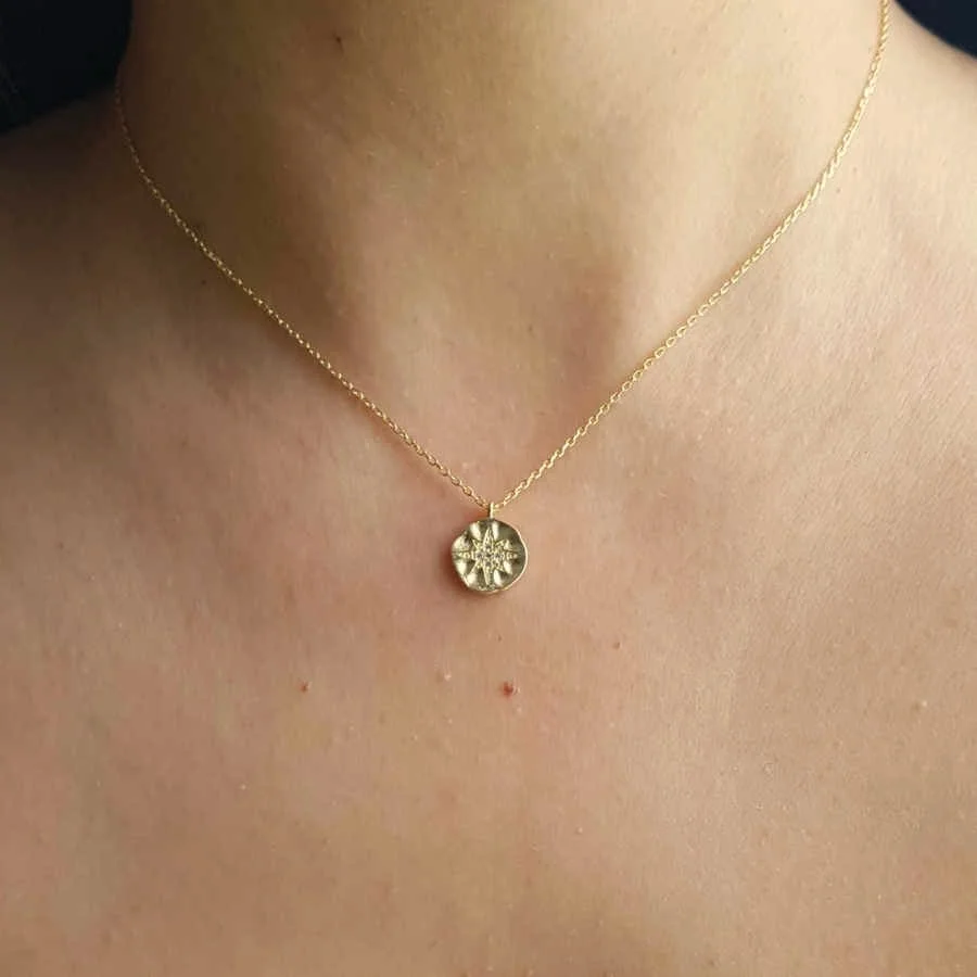 Kutup Yıldızlı Amorf Küçük Plaka Gümüş Kadın Kolye - 2