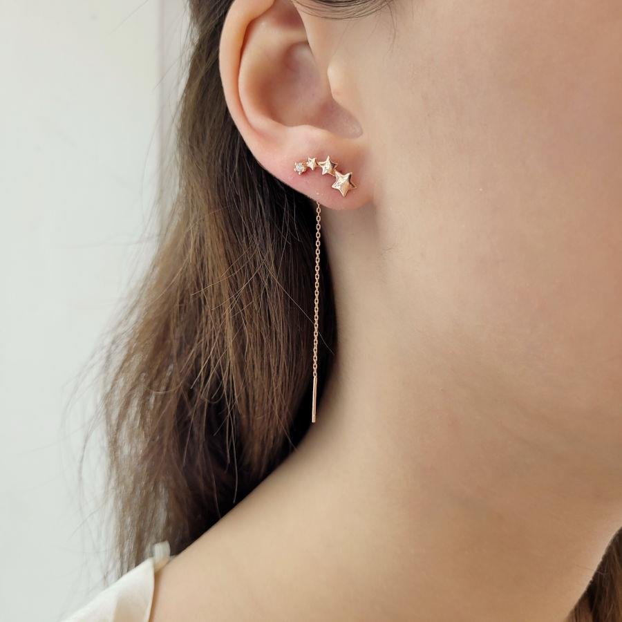 Comet Chain Rose Silver Women's Earrings - CNG Jewels