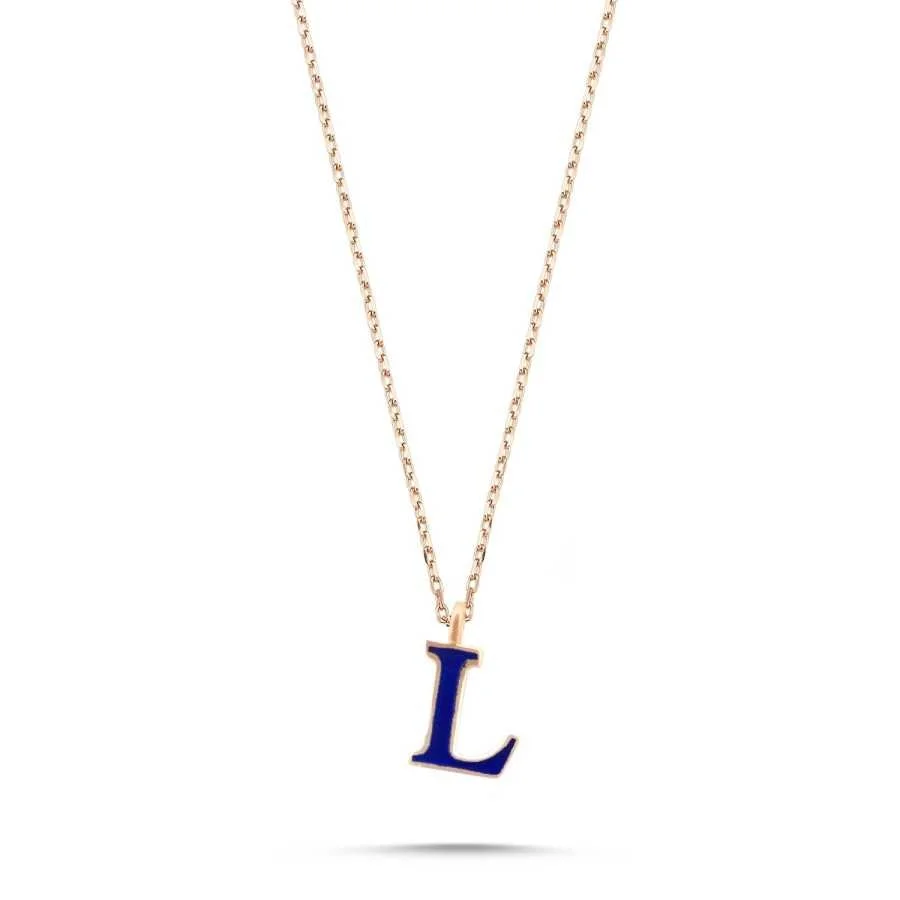Small L Letter Silver Women's Necklace - 1