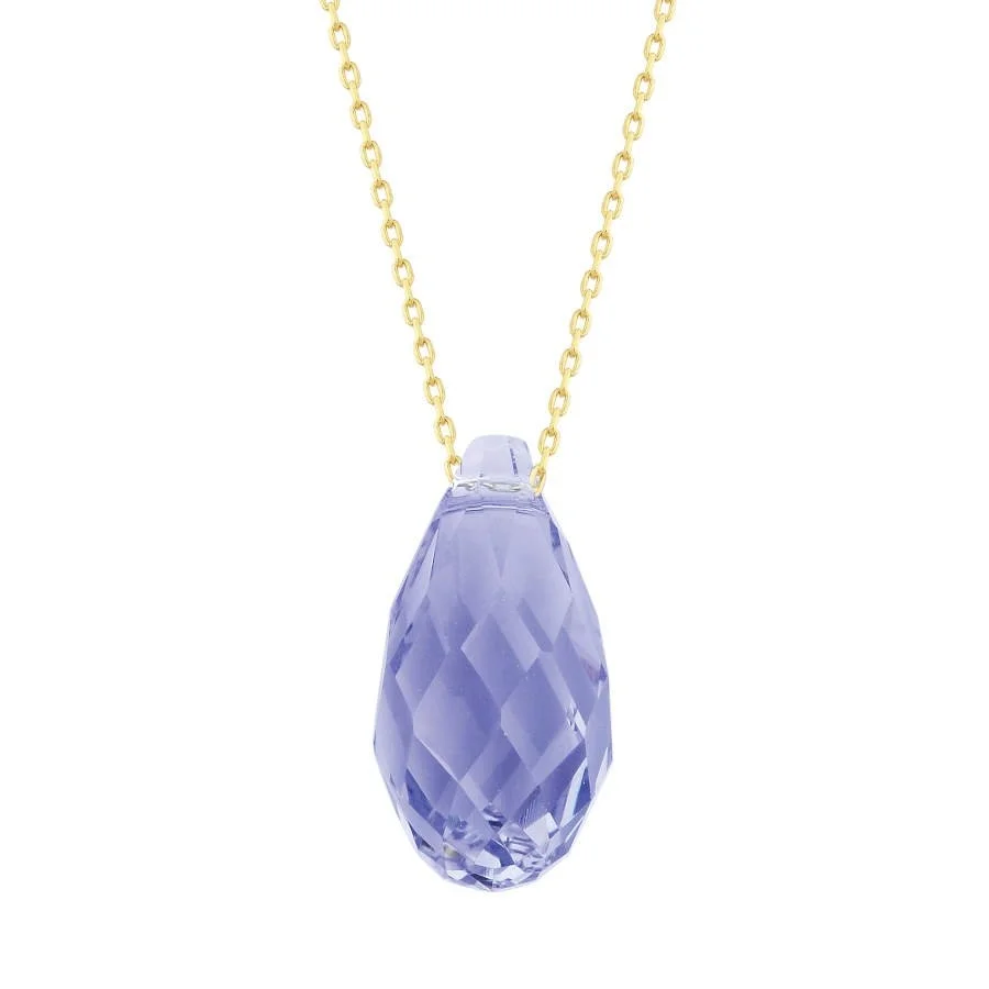 Lilac Purple Swarovski Crystal Gold Necklace - 1