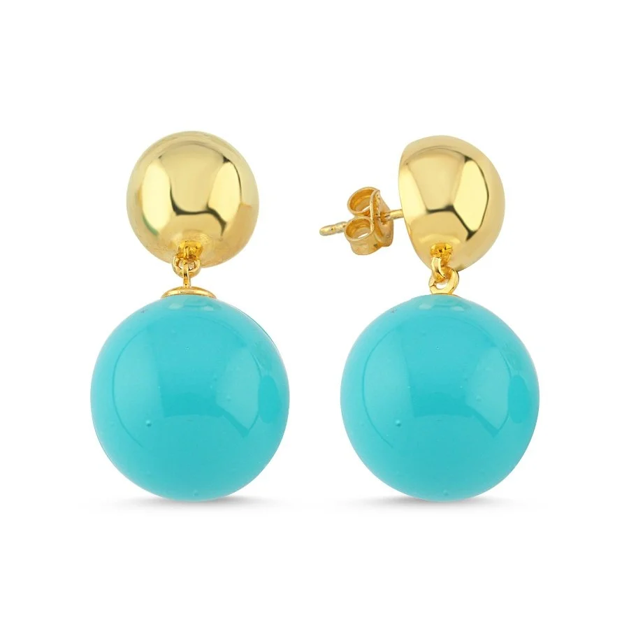 Lizy Top Turkuaz Sallantılı Kadın Gümüş Küpe - 1