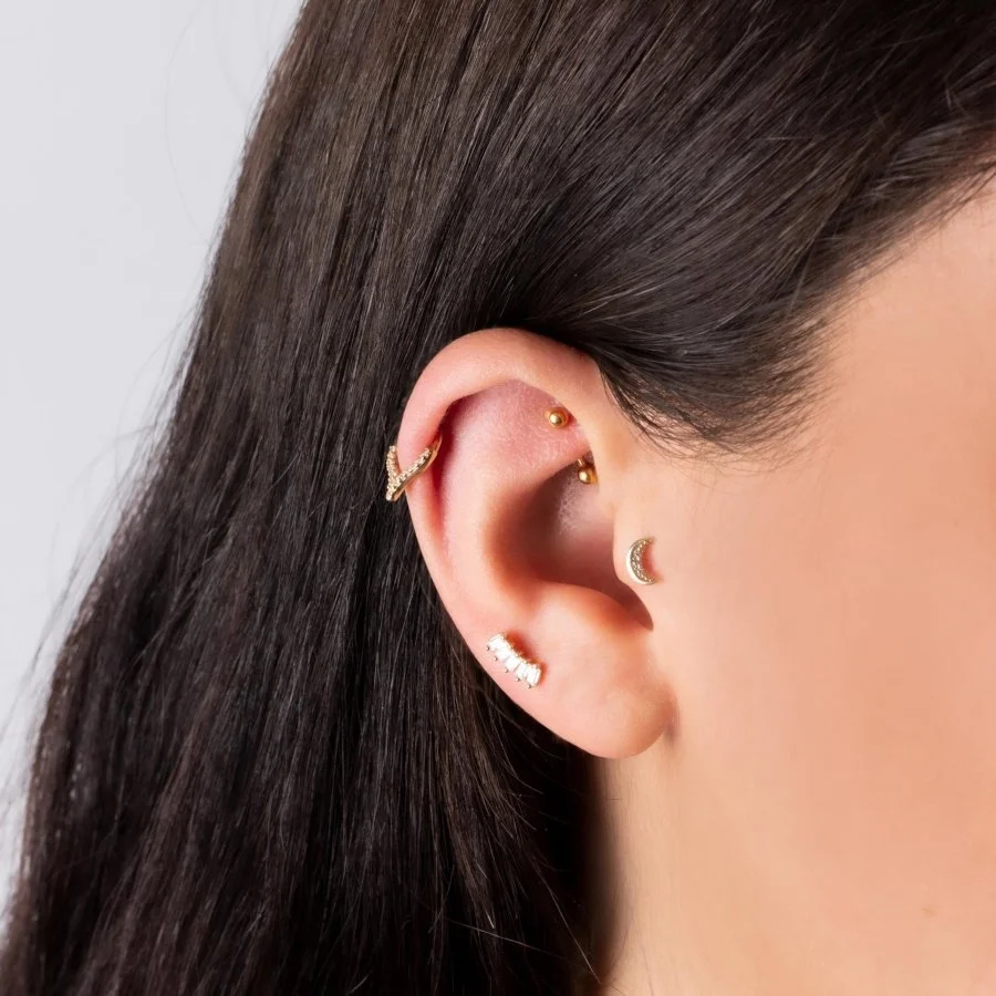 Luna Ay Altın Tragus Piercing - 2