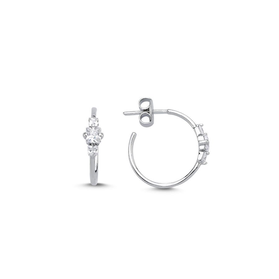 Luna Small Hoop Women's Silver Earrings - CNG Jewels