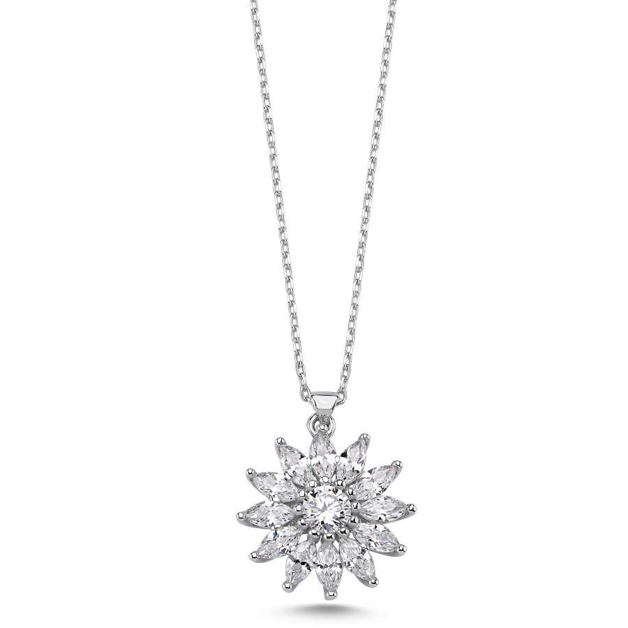 Marquise Sunflower Women's Silver Necklace - CNG Jewels
