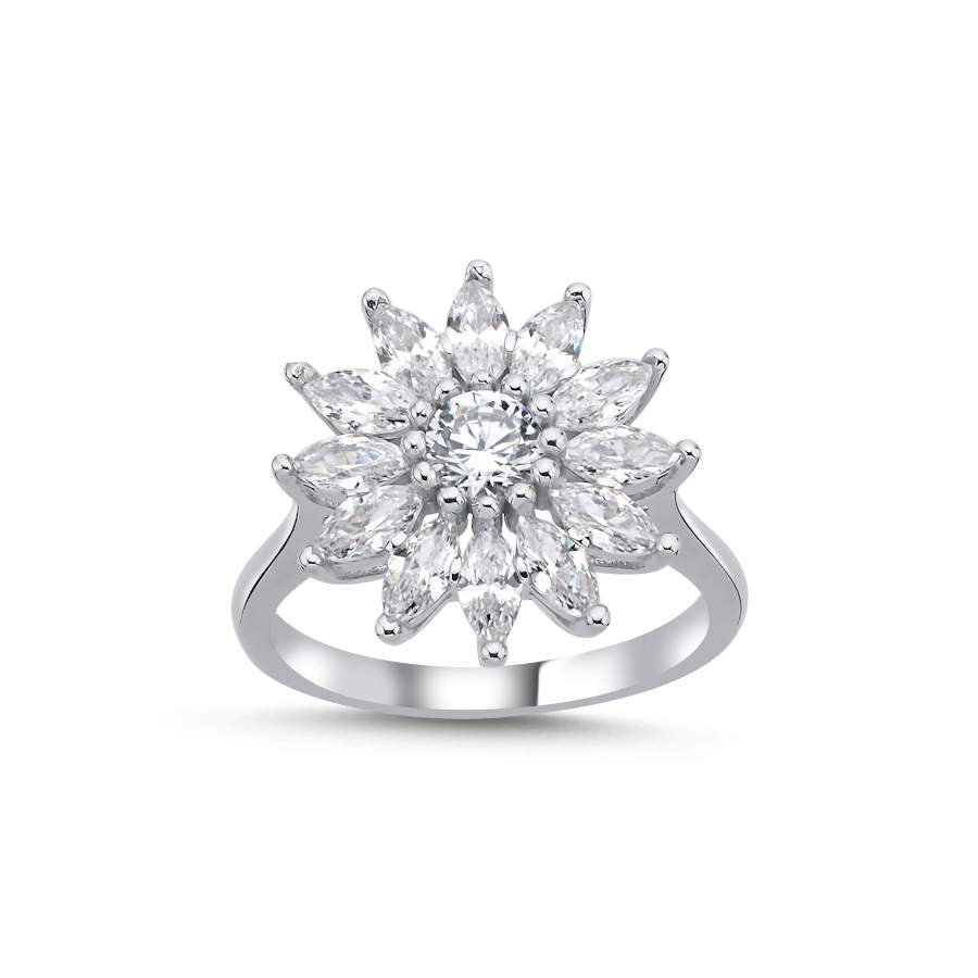 Marquise Sunflower Women's Silver Ring - CNG Jewels