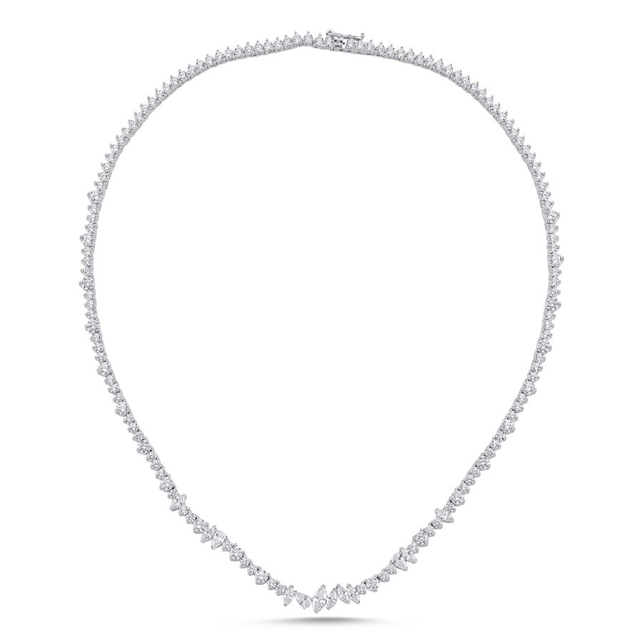  Markiz Damla Yuvarlak Taşlı Su Yolu Gümüş Kolye - CNG Jewels