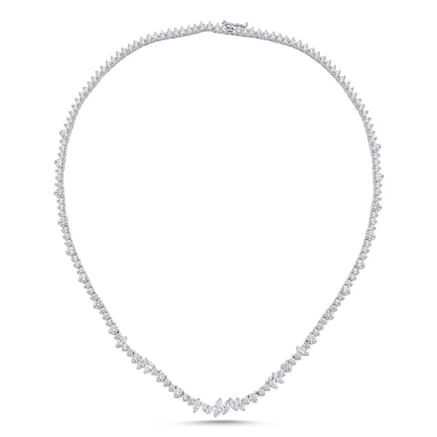  Markiz Damla Yuvarlak Taşlı Su Yolu Gümüş Kolye - 1