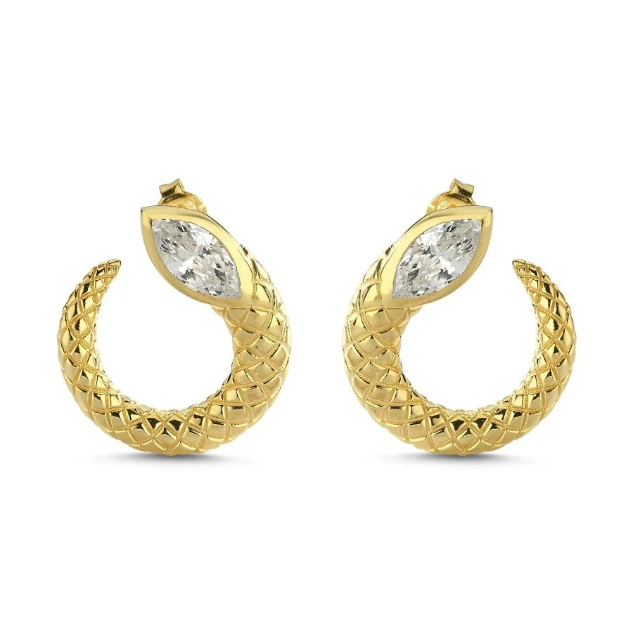 Markiz Yılan Gold Kadın Gümüş Küpe - 1