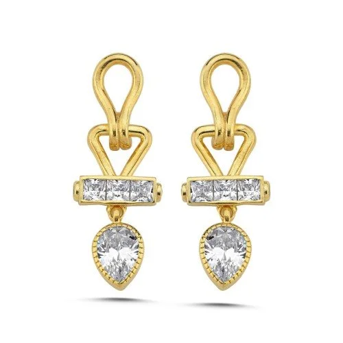 Marlis Sallantılı Gold Kadın Gümüş Küpe - 1