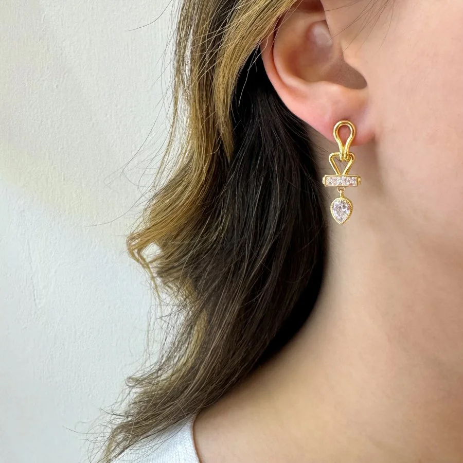 Marlis Sallantılı Gold Kadın Gümüş Küpe - 2