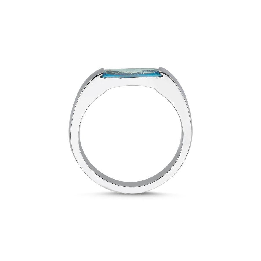 Blue Baguette Women's Silver Ring - CNG Jewels (1)