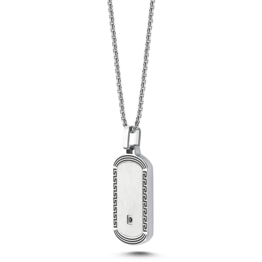Meander Çerçeveli Künye Çelik Erkek Kolye - CNG Jewels (1)