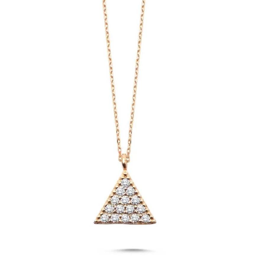 Mini Stone Triangle Silver Women's Necklace - 1