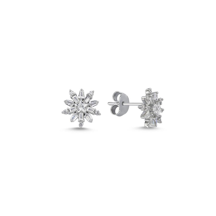 Minimal Baget Kutup Yıldızı Kadın Gümüş Küpe - CNG Jewels