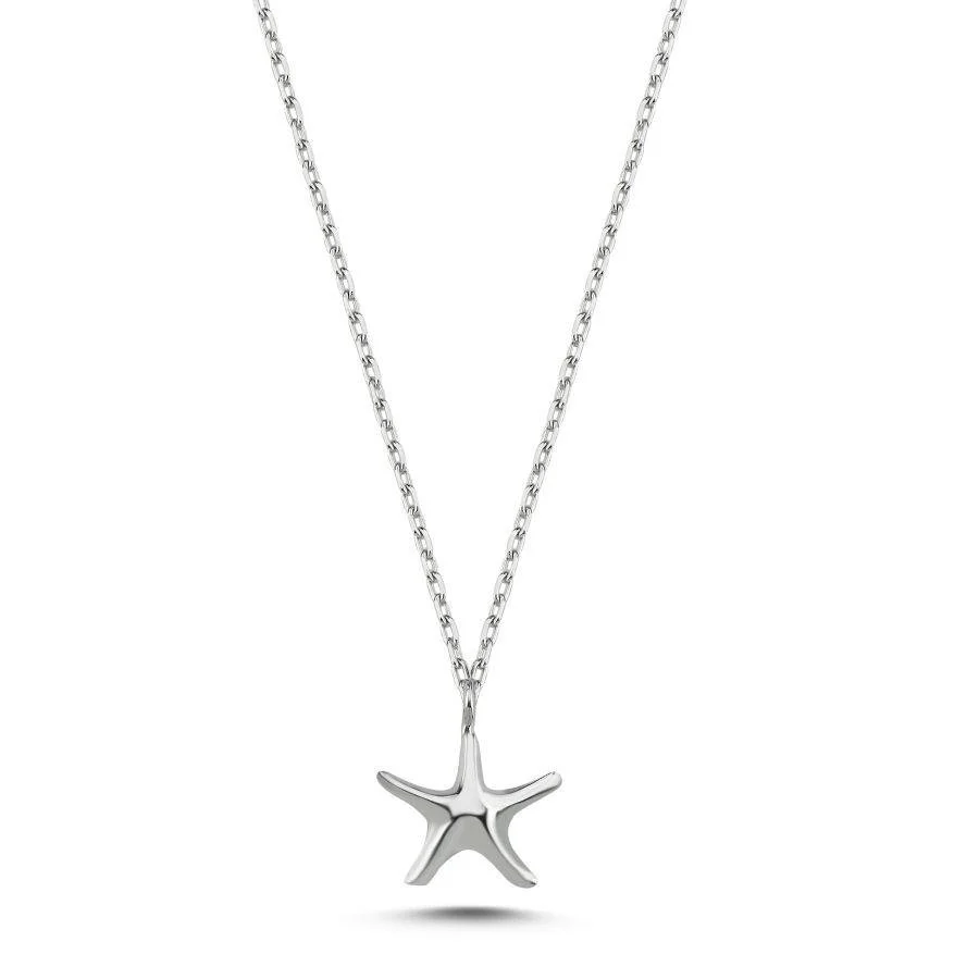 Minimal Starfish Women's Silver Necklace - 1