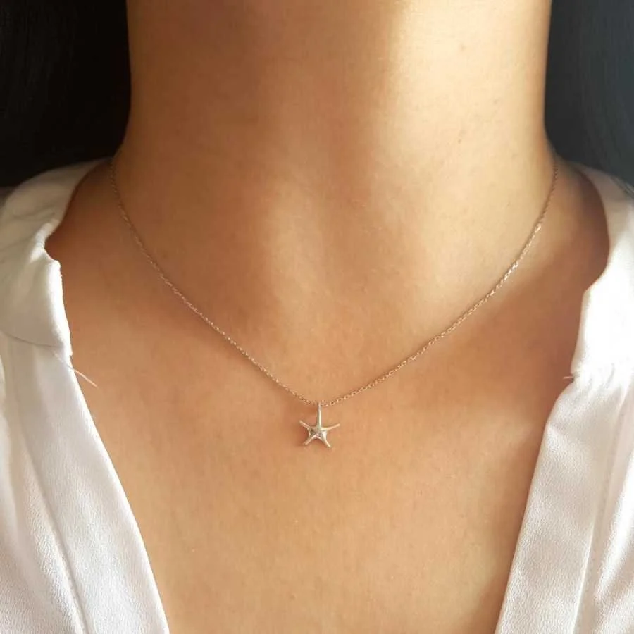 Minimal Starfish Women's Silver Necklace - 2