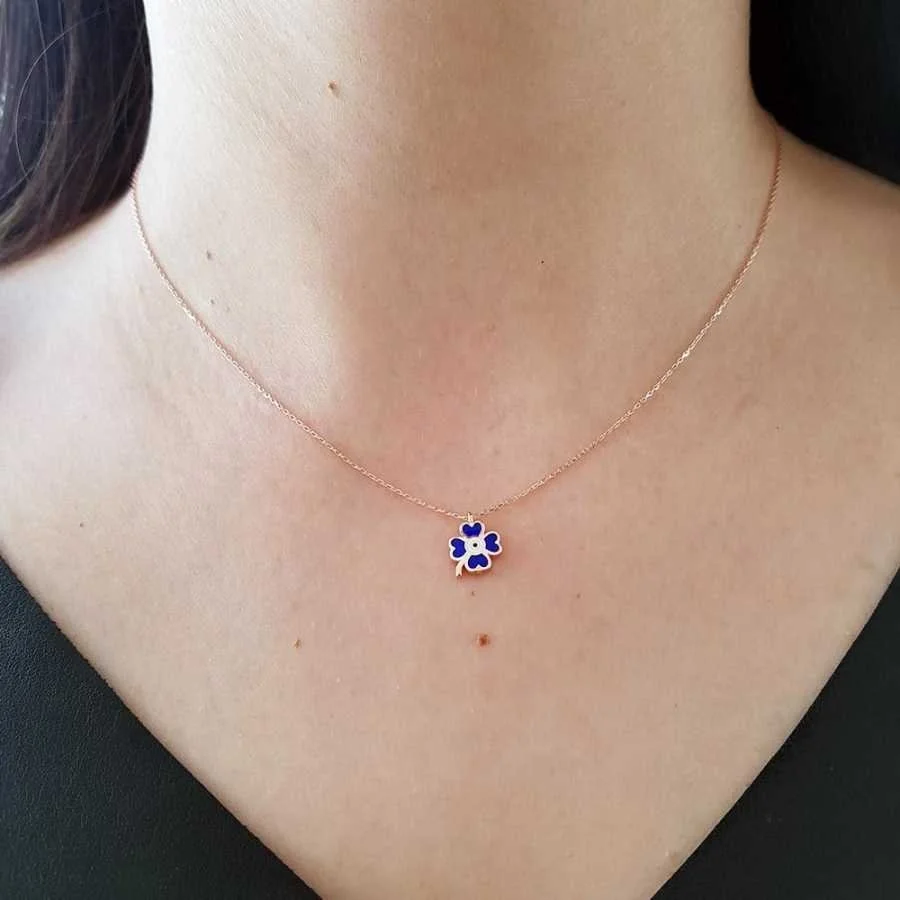 Minimal Four Leaf Clover Women's Silver Necklace - 1