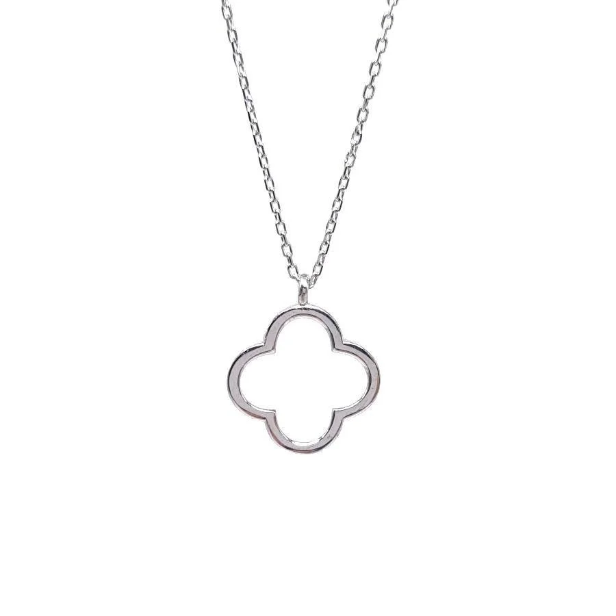 Minimal Dört Yapraklı Yonca Gümüş Kadın Kolye - 1